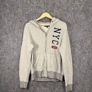 Vintage Aeropostale‎ Womens Hoodie Small Gray Full Zip NYC Logo Y2K